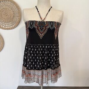 Boho Print Halter Top Y2K‎ Size Small/medium Whimsy Goth
